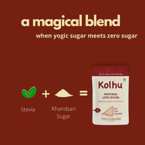 Kolhu Kolhu Natural Lite Sugar 750g (Khandsari Sugar + Stevia) (Pack of 3, 250g Each)