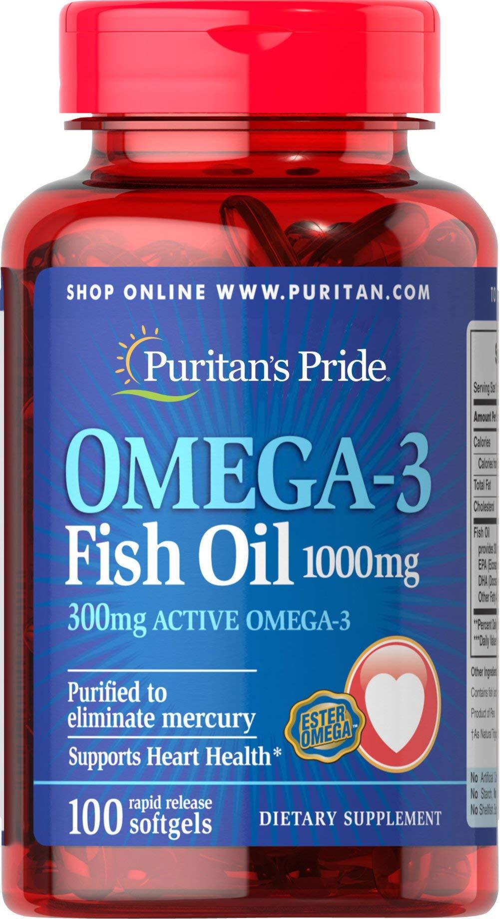 Puritan's Pride Puritan's Pride Omega-3 Fish Oil 1000 mg (300 mg Active Omega-3)-100 Softgels