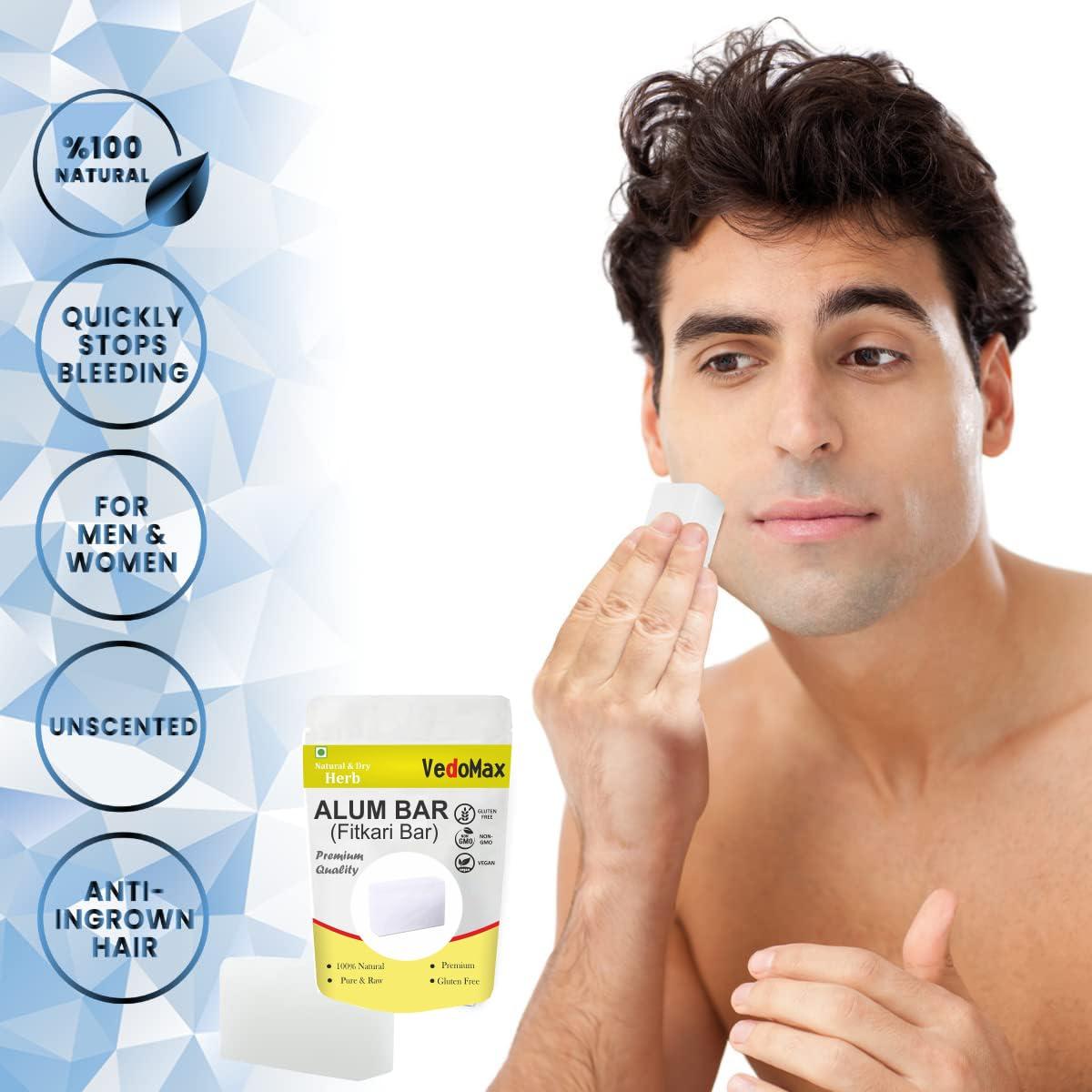 VedoMax VedoMax Phitkari Shaving Alum Block Stone Whole Phitkari Piece, Patika Alum Whole Piece White Phitkari | Fitkari Block | Fitkari Bar For Skin Tightening And Glowing Skin, 100g*1 (Pack of 1)