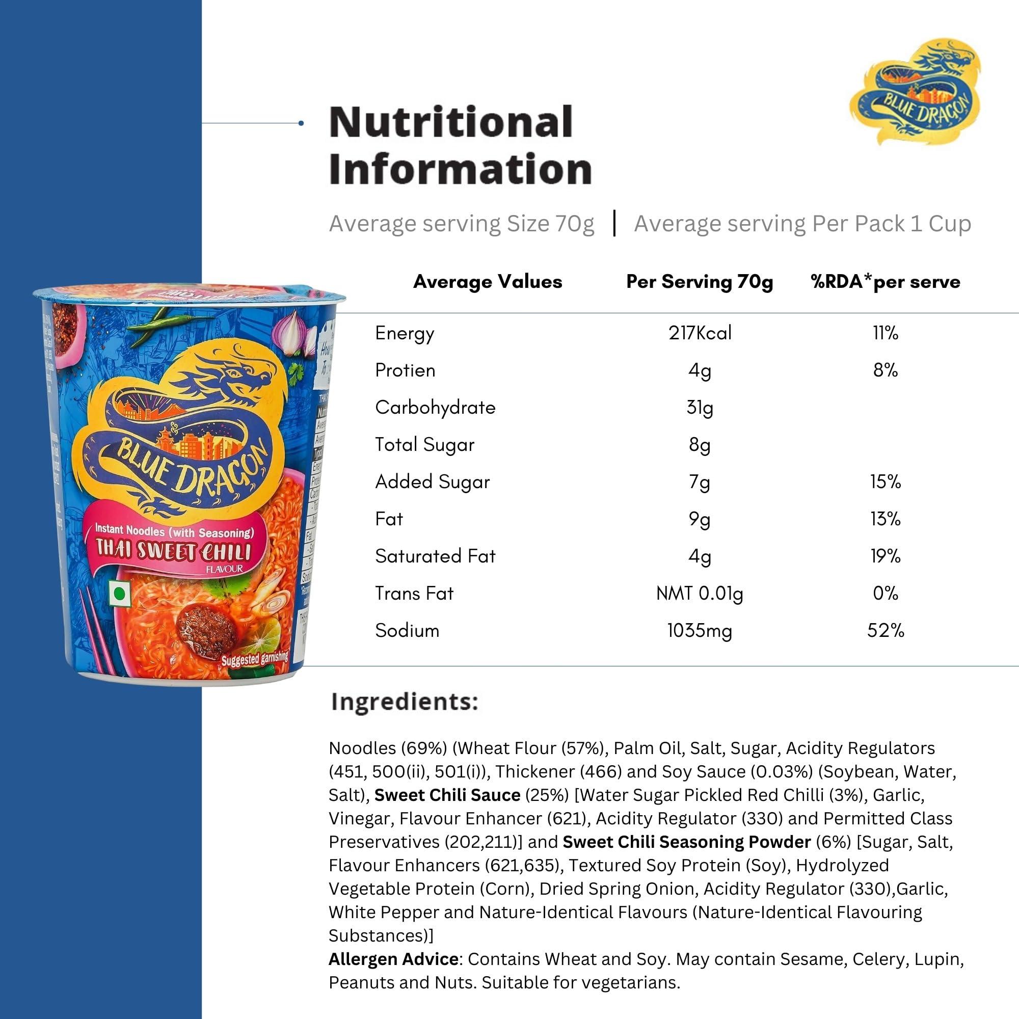 Blue Dragon Blue Dragon Instant Cup Noodle Thai Sweet Chili 70 g