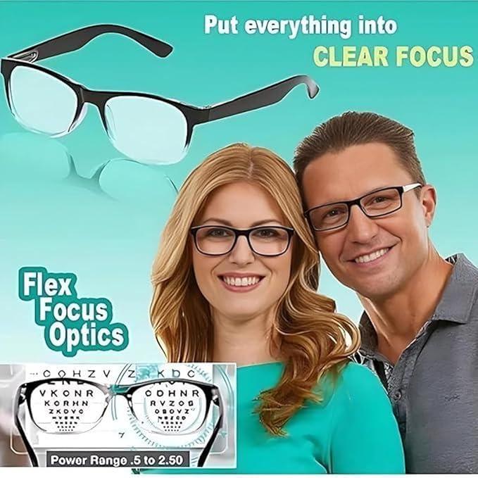Bilva Enterprise , Gujarat One Power Readers Auto Focus Reading Glasses, Computer Screens Unisex Adjustable Eye Glasses, Flex Focus Auto Adjusting Optic for Women and Men Magnifying Readers (2)