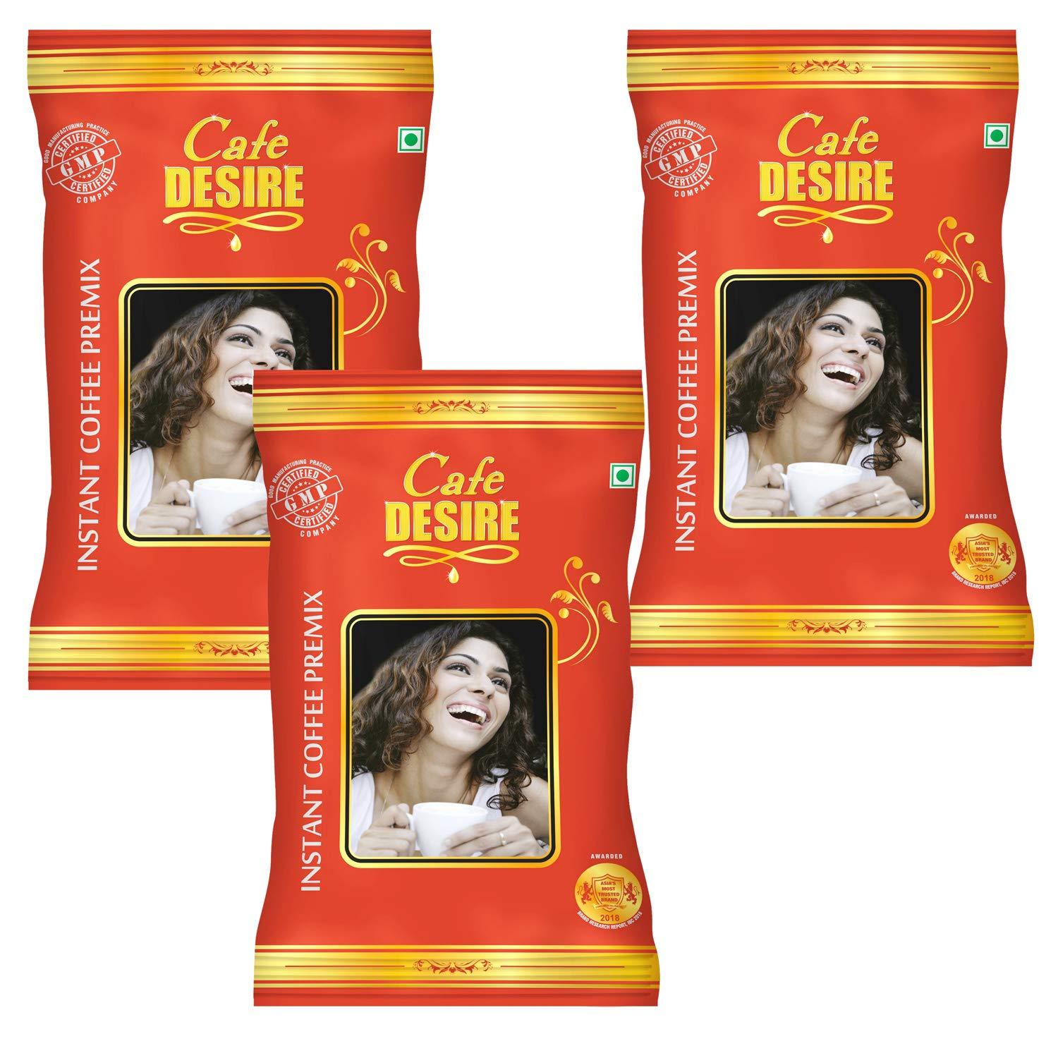Cafe DESIRE I DRINK SUCCESS Cafe DESIRE I DRINK SUCCESS Red Range Instant Coffee Powder Box Premix 3 Kg Pack Of 3 X 1 Kg Suitable For All Vending Machines Use Manually Just Add Hot Water 3 In 1 Coffee Powder Makes 250 Cups