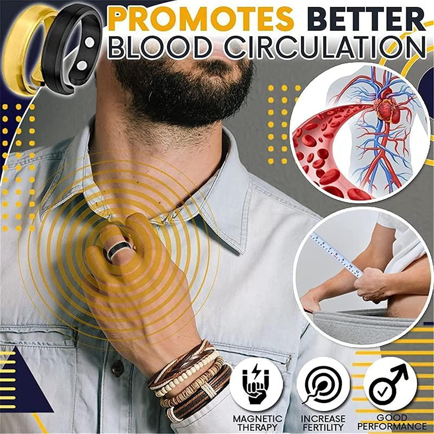 DUHANXI 4 Pcs Nighttime Men\'s Therapeutic Magnetic Ring,Elegant Titanium Magnetic Therapy Ring,Titanium Magnetic Therapy Ring,Copper Magnet Rings Opening Adjustabl, Improve Sleeping