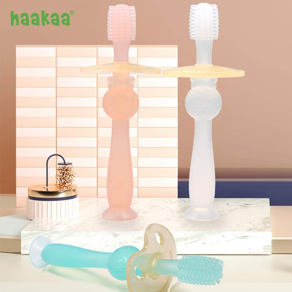haakaa haakaa 360ø Silicone Baby Toothbrush Teether with Suction Base Infant Toothbrush Training Massage.