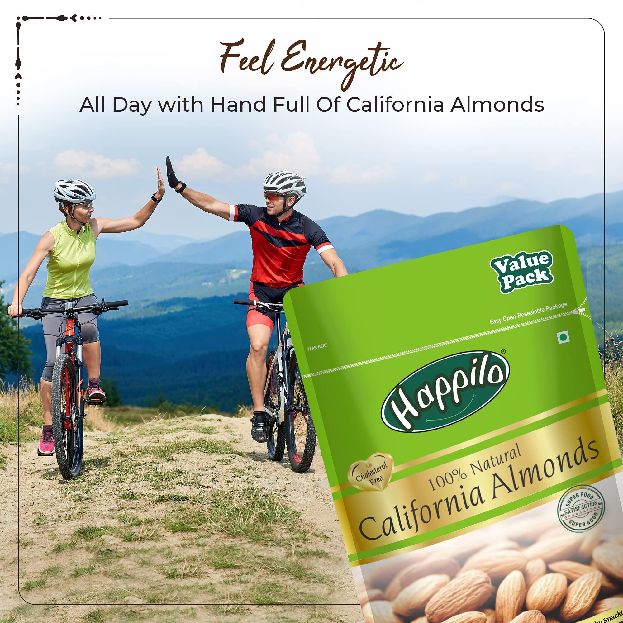 Happilo Happilo 100% Natural Premium California Dried Almonds 500g Pack Pouch | Premium Badam Giri | High in Fiber & Boost Immunity | Real Nuts | Gluten Free (Pack of 2)