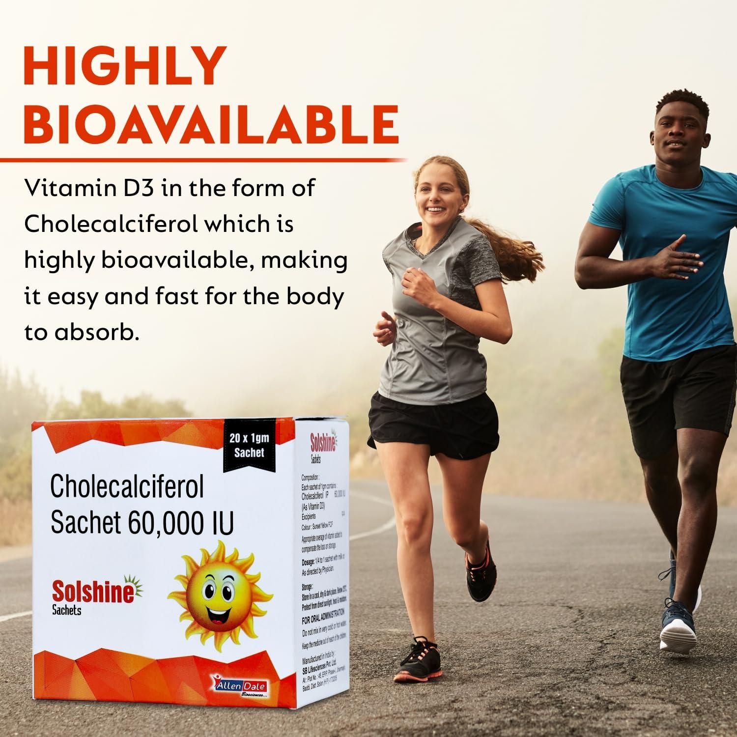 Generic Reticals Vitamin D3 Sachet for Strong Bones, Muscles, Immune System, Cholecalciferol Vitamin D3 Powder Supplement, Pack of 20 Sachet