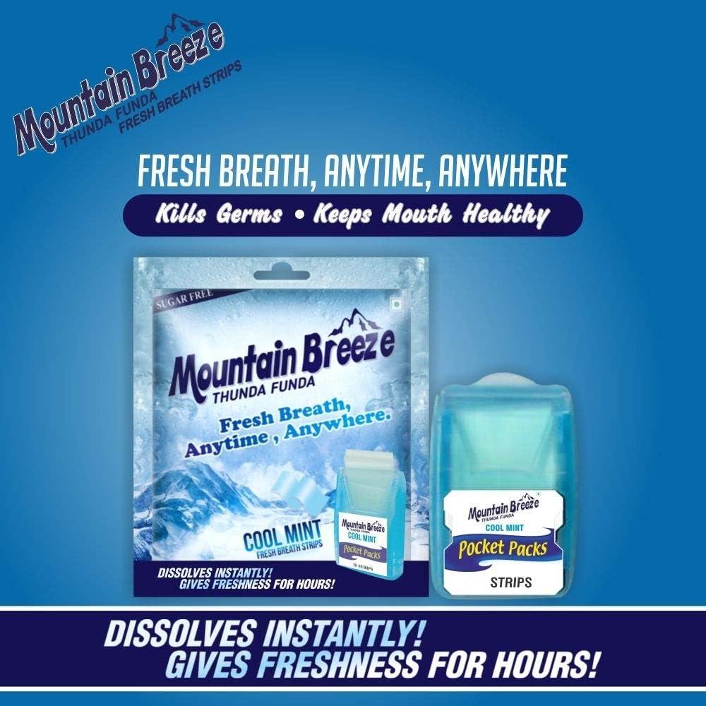 Mountain Breeze Mountain Breeze Oral Hygiene Mouth Freshener Sugar Free Coolmint Flavoured Breath Strips (18 Strips each Cassatte) - Pack of 1(12 Cassette).