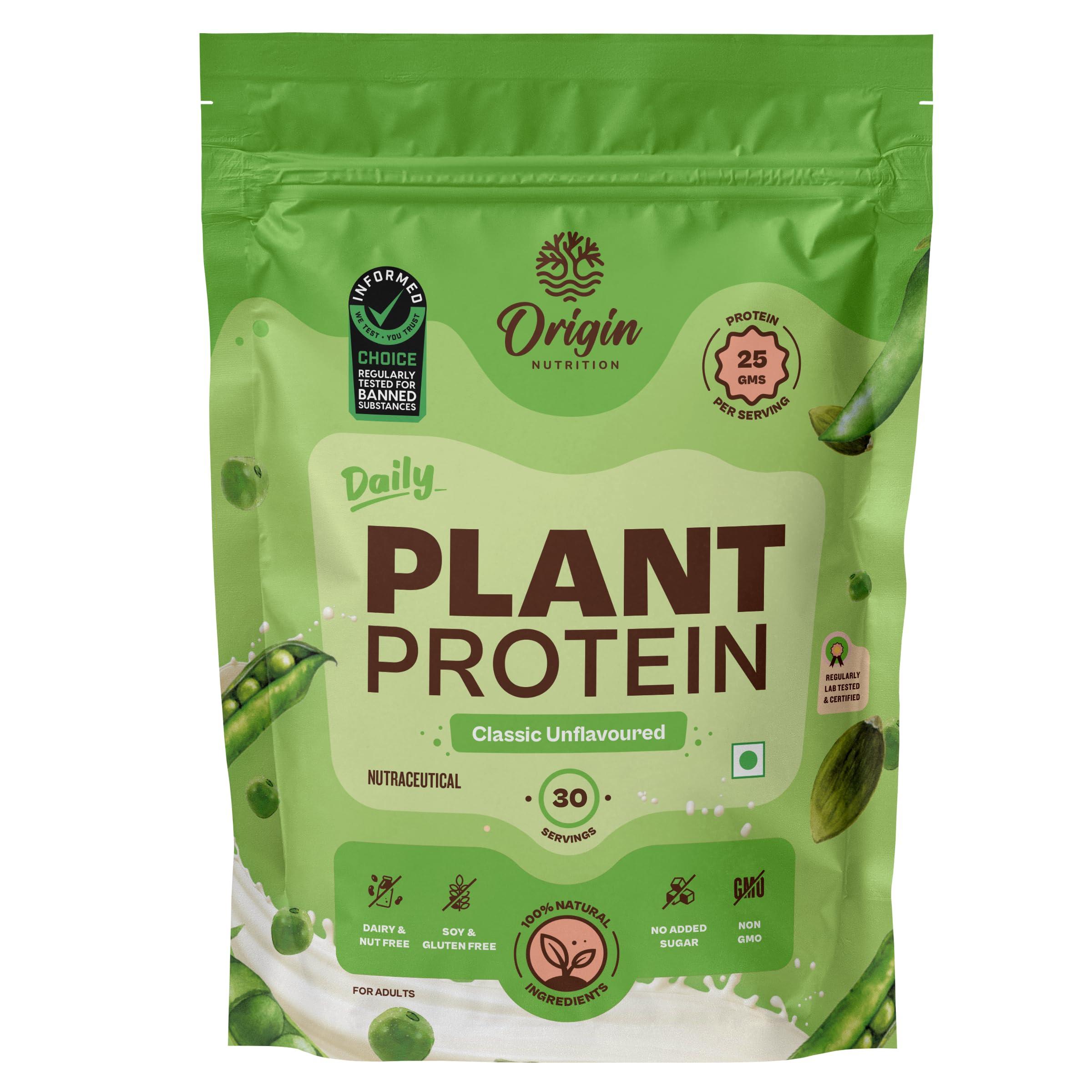 ORIGIN NUTRITION Origin Nutrition 100% Natural Plant Protein Powder (European Pea Protein Isolate & Pumpkin Seed Protein) Easy to Digest Unflavoured with 25g Plant Based Protein,975gm