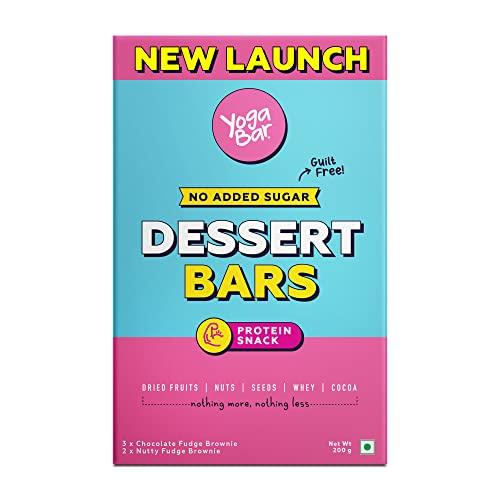 Yogabar Yogabar Dessert Protein Bar - No Added Sugar Snacks | Guilt Free Chocolate Fudge Brownie & Nutty Fudge Brownie | Healthy Snacks with Premium Protein derived from Almonds & Pure Whey | Protein Snacks