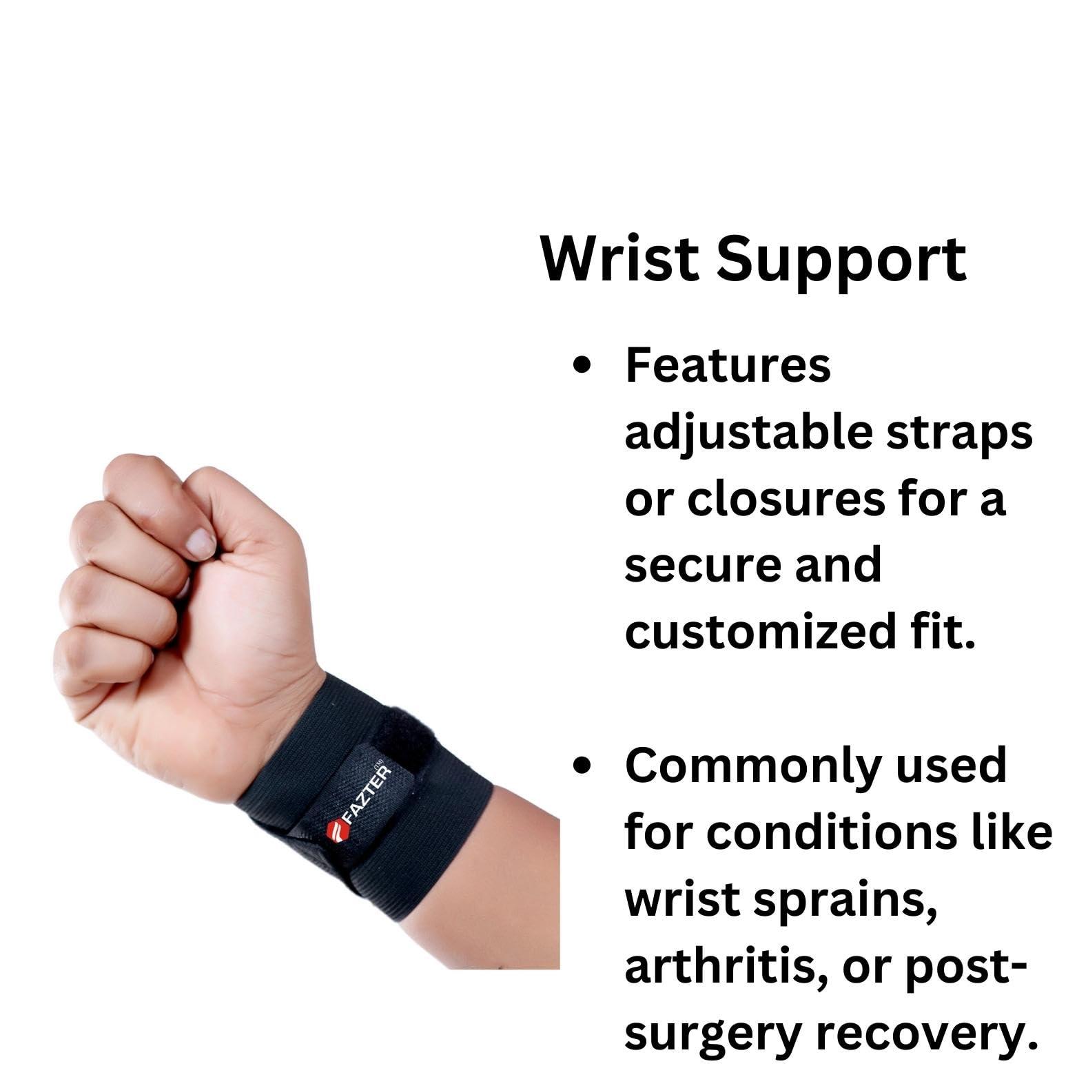 FAZTER FAZTER Adjustable Elasticized-Fabric Wrist Support | Well Designed Wrist Brace or Wrist Band For All Type of Fitness & Sporting Activities for Men and Women, Pain Relief