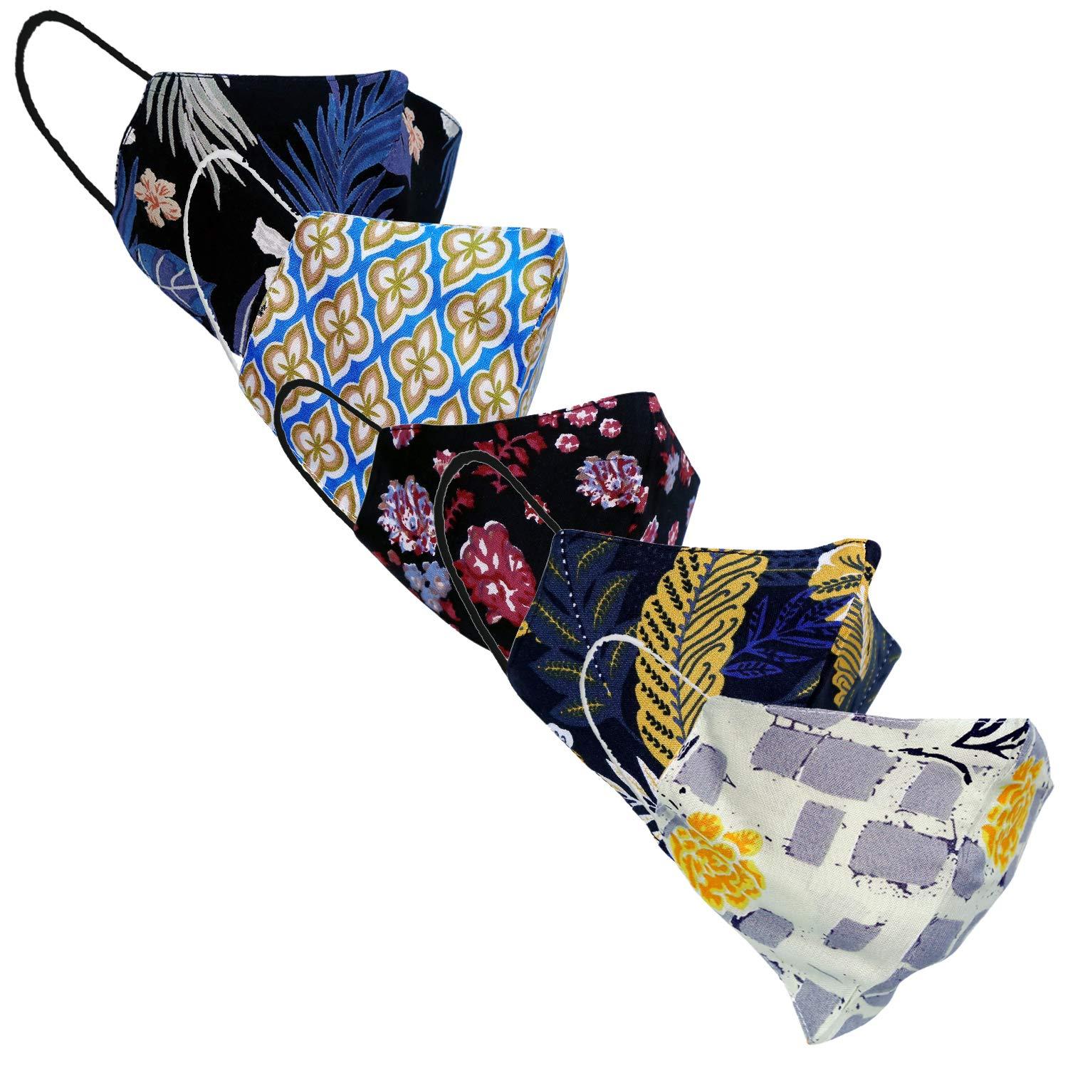 9 Impression 9 Impression Viscose Unisex Face Mask, Multi-colored - Pack of 5