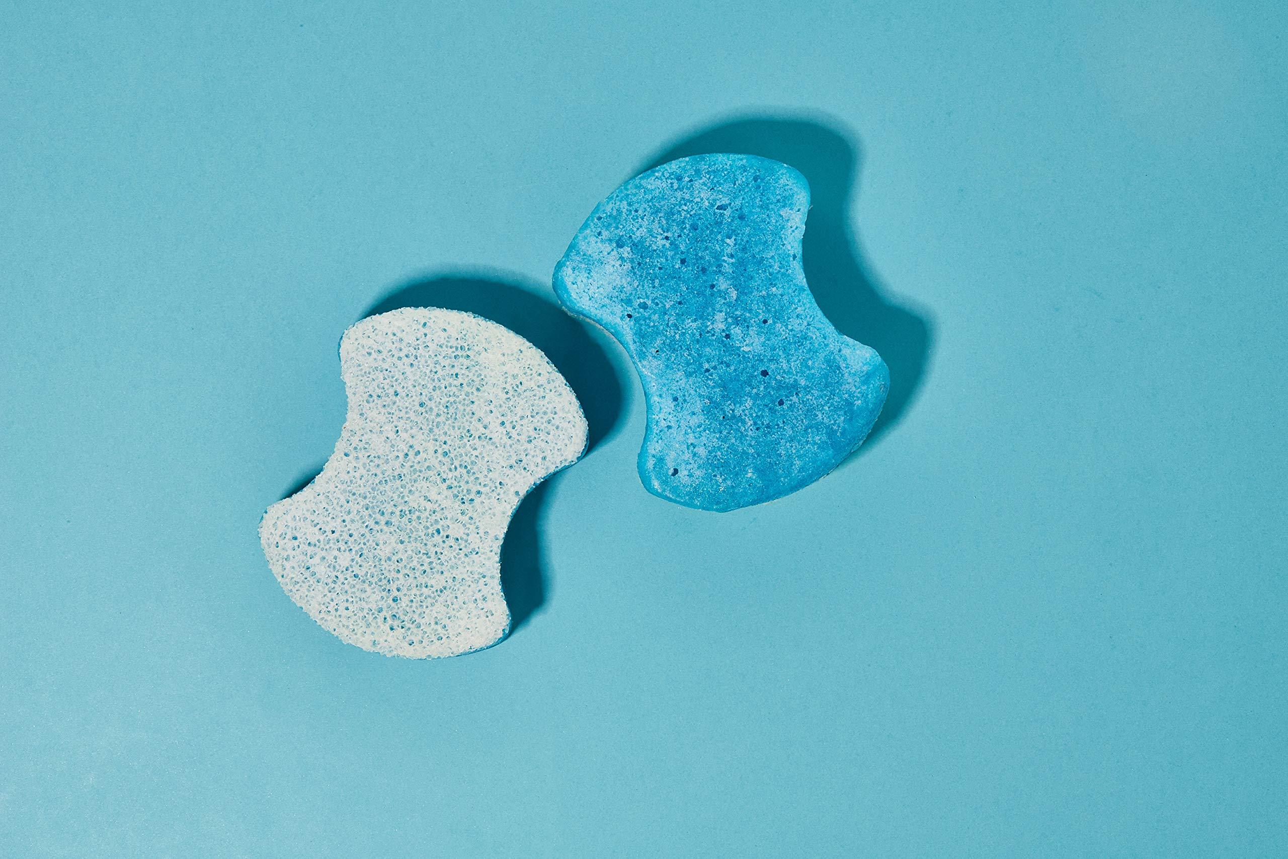 Spongeables Spongeables Pedi-Scrub Foot Buffer, Clean & Fresh Scent, Contains Shea Butter and Tea Tree Oil, Foot Exfoliating Sponge with Heel Buffer and Pedicure Oil, 20+ Washes, Pack of 3