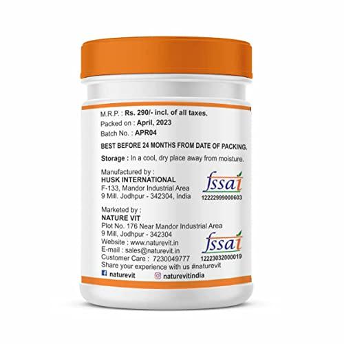 Nature Vit NatureVit Orange Flavour Psyllium Husk Powder, 100g | Isabgol | Effective for Constipation, Ayurvedic Formula, Non-habit forming, High Effervescence