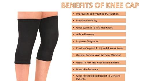 SMIC SMIC Unisex Stretchable Compression Knee Cap Black Colour | For Knee Support | Knee Sleeve Brace for Running | Joint Pain Relief | Arthritis and Injury (1 Pair) (L)