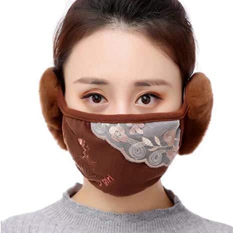 DSquared DSquared Girl\'s and Boys\' Warm Winter Face Mask with Plush Ear MufF_Pack Of 02,Pink|Brown