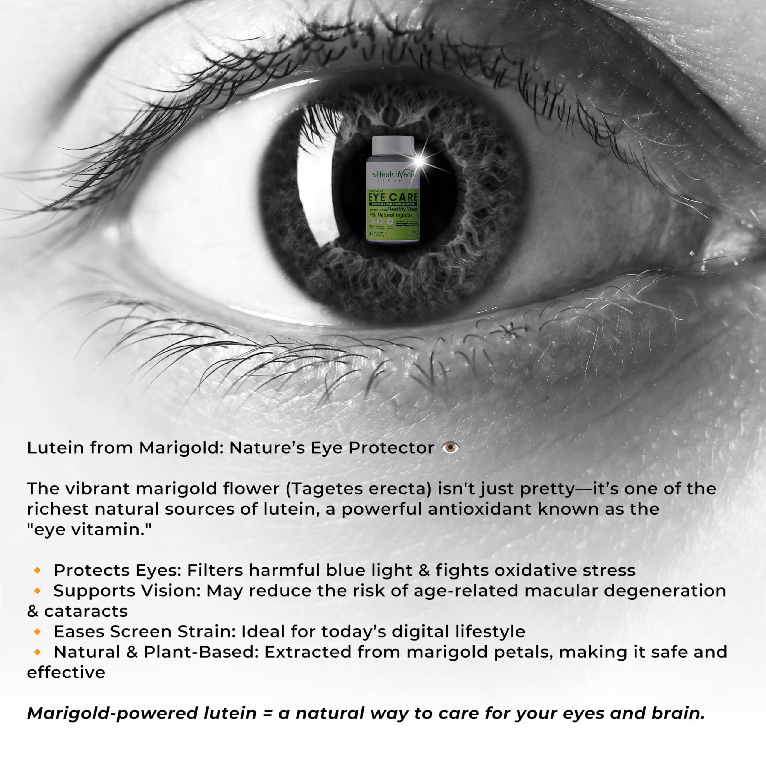 Health Veda Organics HEALTH VEDA ORGANICS PRIVATE LIMITED Plant Based Eye Care with Lutemax 2020 I 60 Veg Tablets I Protects from Blue Light & Improves Vision I For both for Men & Women