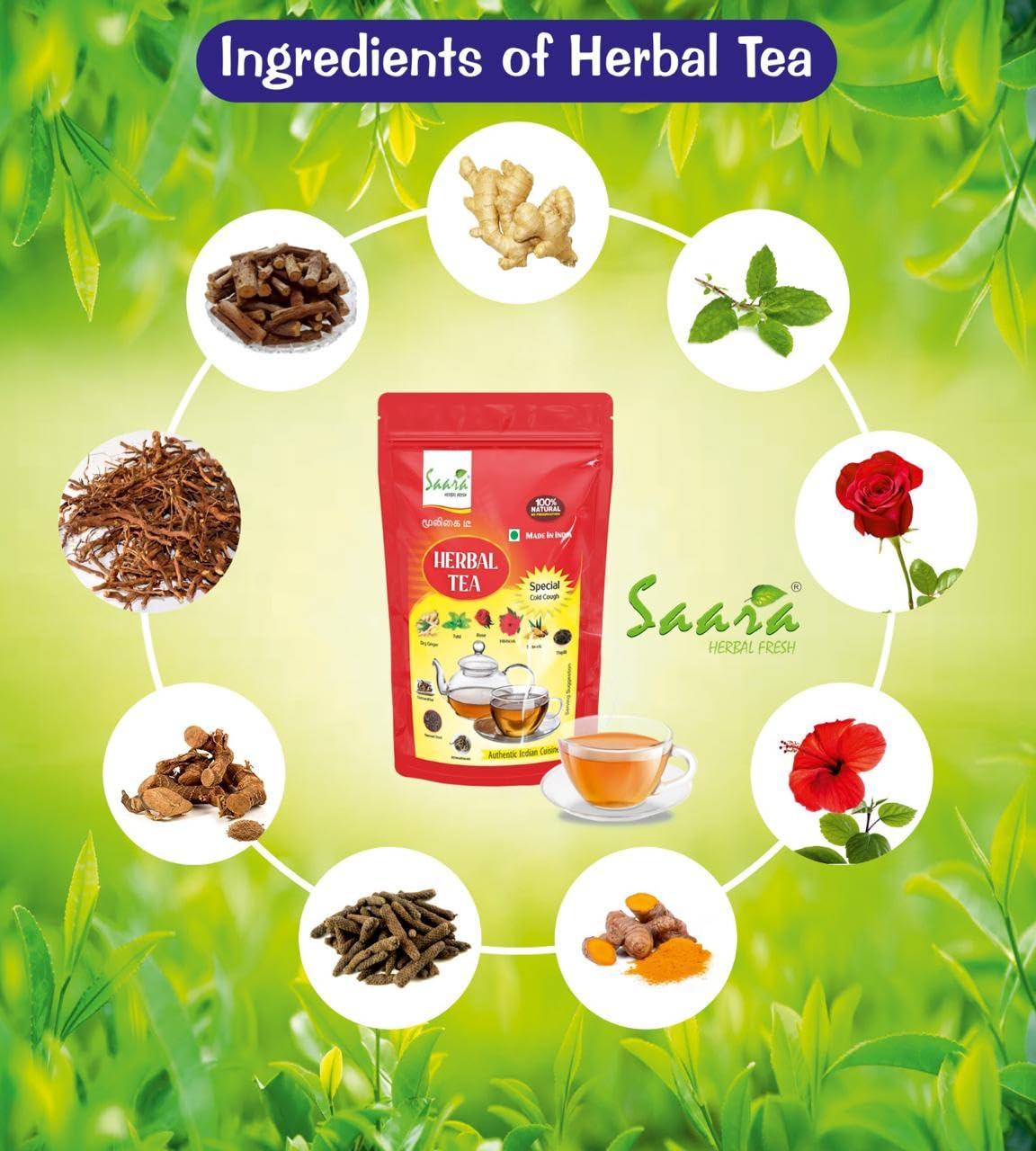 SAARA Saara HERBAL FRESH Herbal Tea, 800g, Exquisite Blend of 20 Herbs,Relieve Cold and Cough, Immunity Booster,(pack of 8 x 100g)