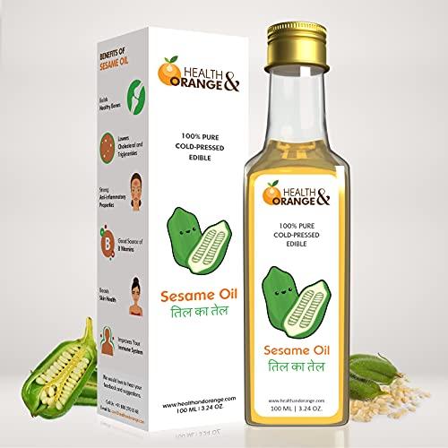 H&O H&O Sesame Oil - 100% Pure Cold Pressed Edible Til ka Tel - 100ml Glass Bottle