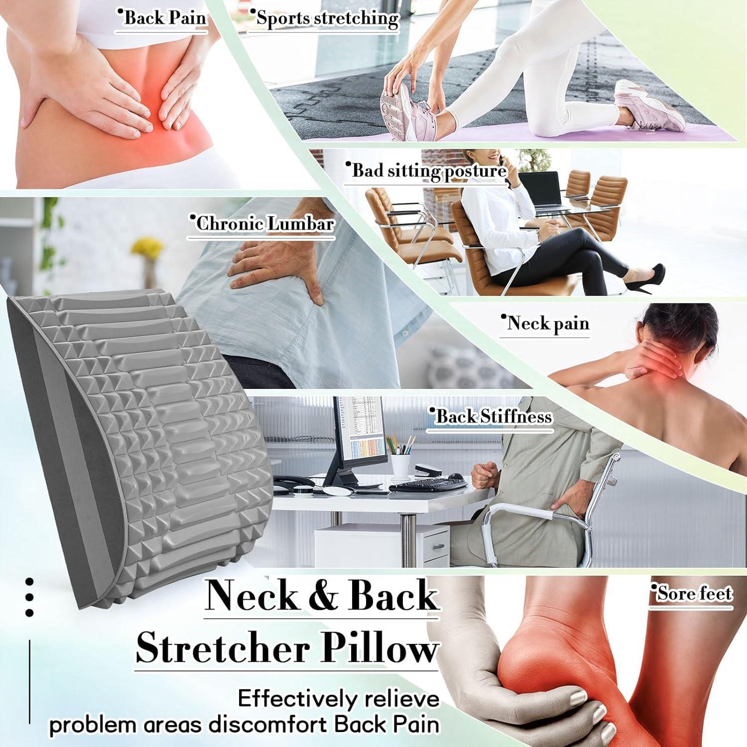 Dandelions Dandelions Acemend Back Stretcher, Neck and Back Stretcher Posture Corrector Lumbar Stretcher for Lower Back Upper Back and Shoulder Pain Relief, Neck Pain Relief (Grey)