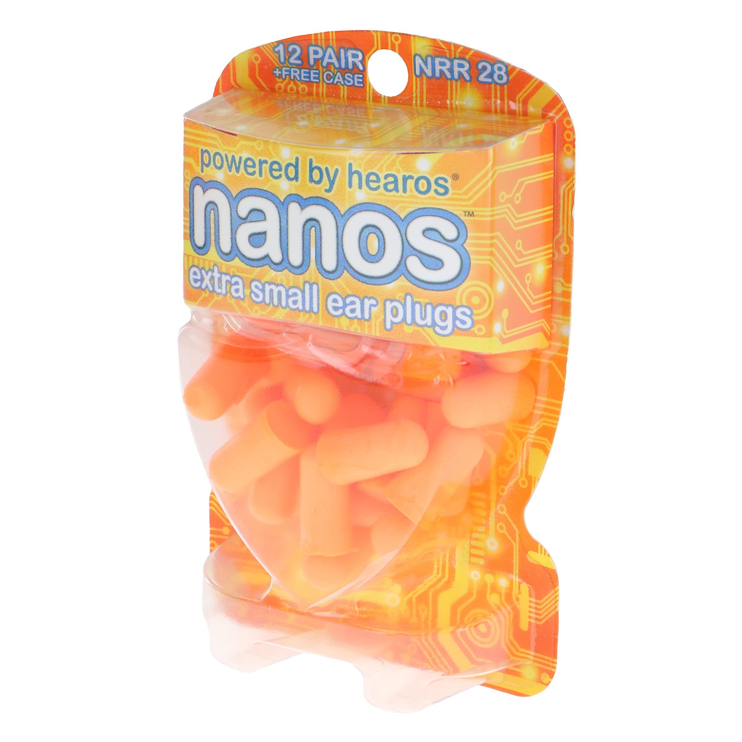 HEAROS Hearos Nanos Extra Small Ear Plugs, NRR 28, 12 Pair, Orange (5890)