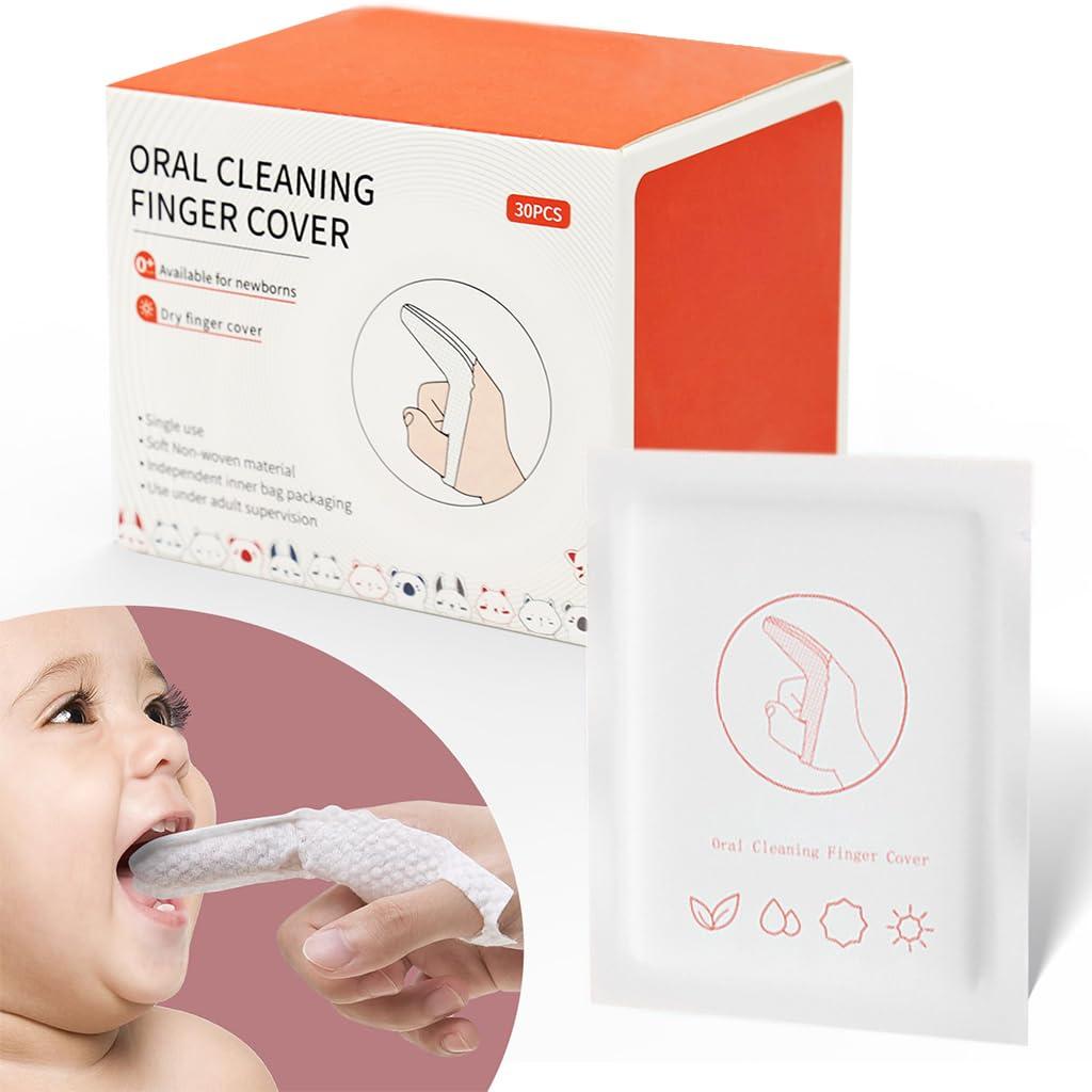 SNOWIE SOFT SNOWIE SOFT 30Pcs Baby Teeth Cleaning Wipes Gum Friendly Soft Baby Use Dental Wipes Finger Cot Tooth Tissues Dry & Wet Use Baby Oral Cleaning Tissues for 0-24 Months