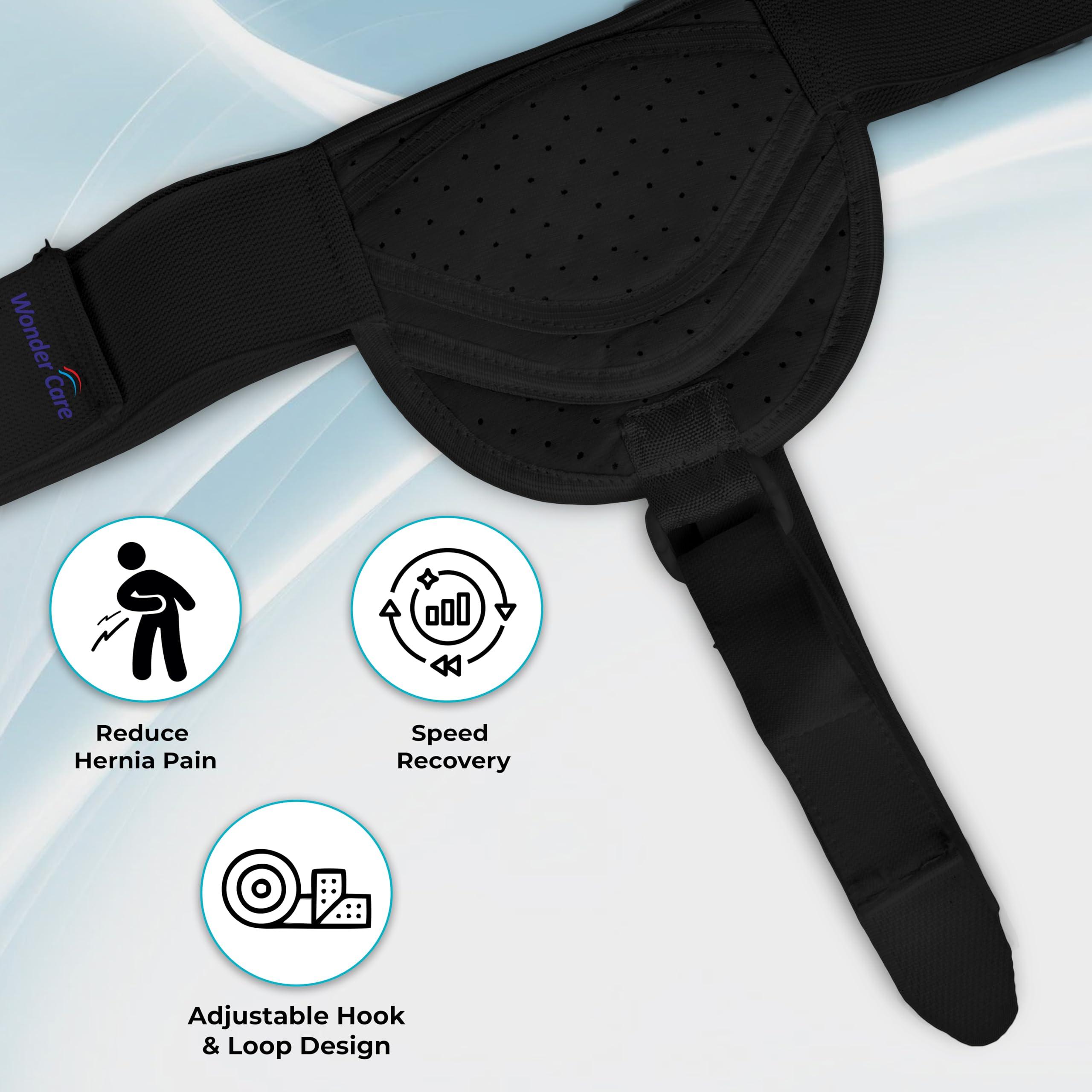 Wonder Care WC Hernia belt for men inguinal hernia support belt Pain Relief With Removable Compression Pads Groin hernia truss Flexible Adjustable Groin Straps Left or Right inguinal Hernia Truss Brace-S/M