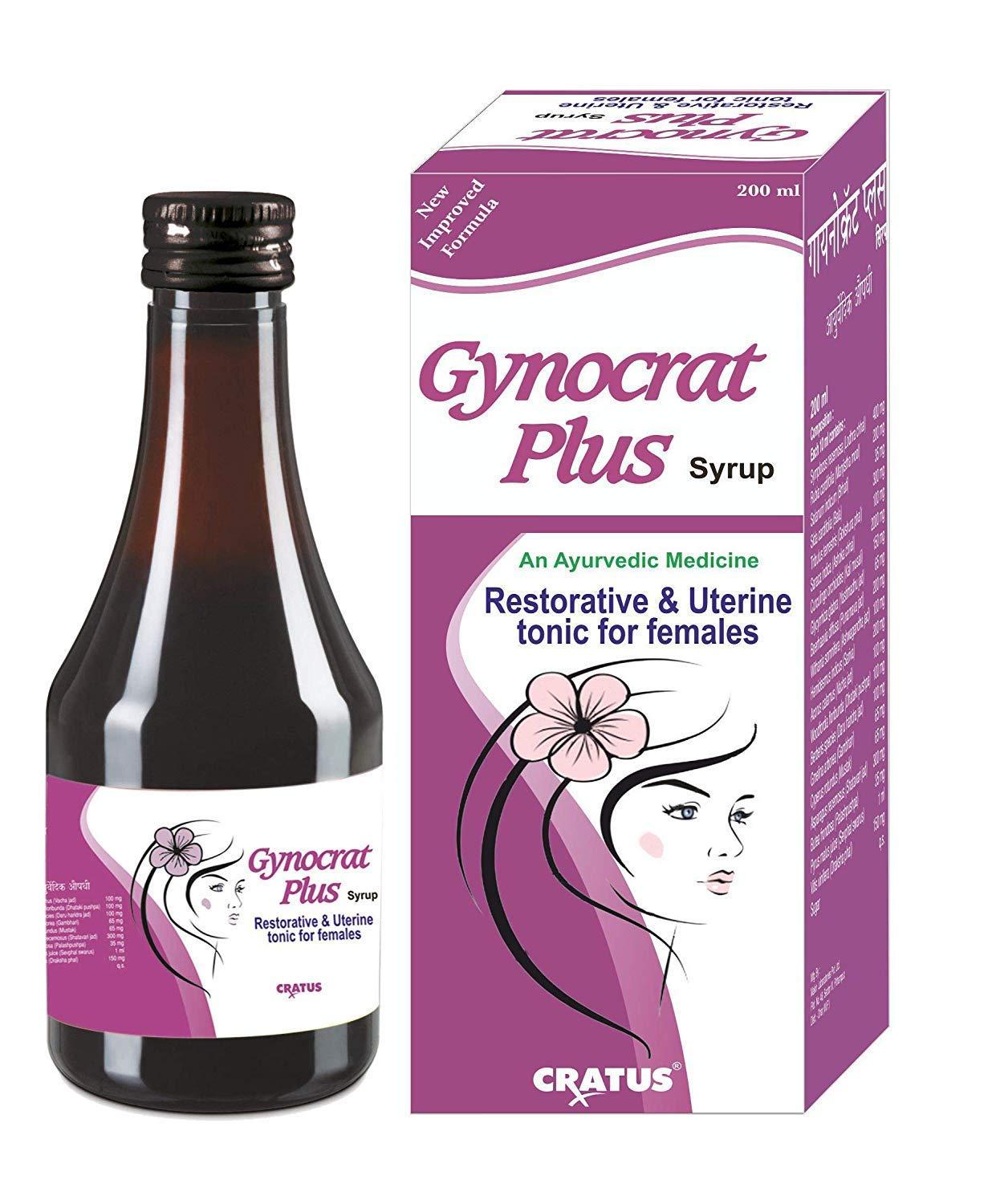 Cratus Cratus Gynocrat Plus Syrup Manages Uterine Health | Controls Irregular Periods | Provides Relief From Period Cramps (Pack of 4)