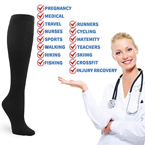 Double Couple 4 Pairs Compression Socks for Men and Women 20-30 mmHg Compression Stockings