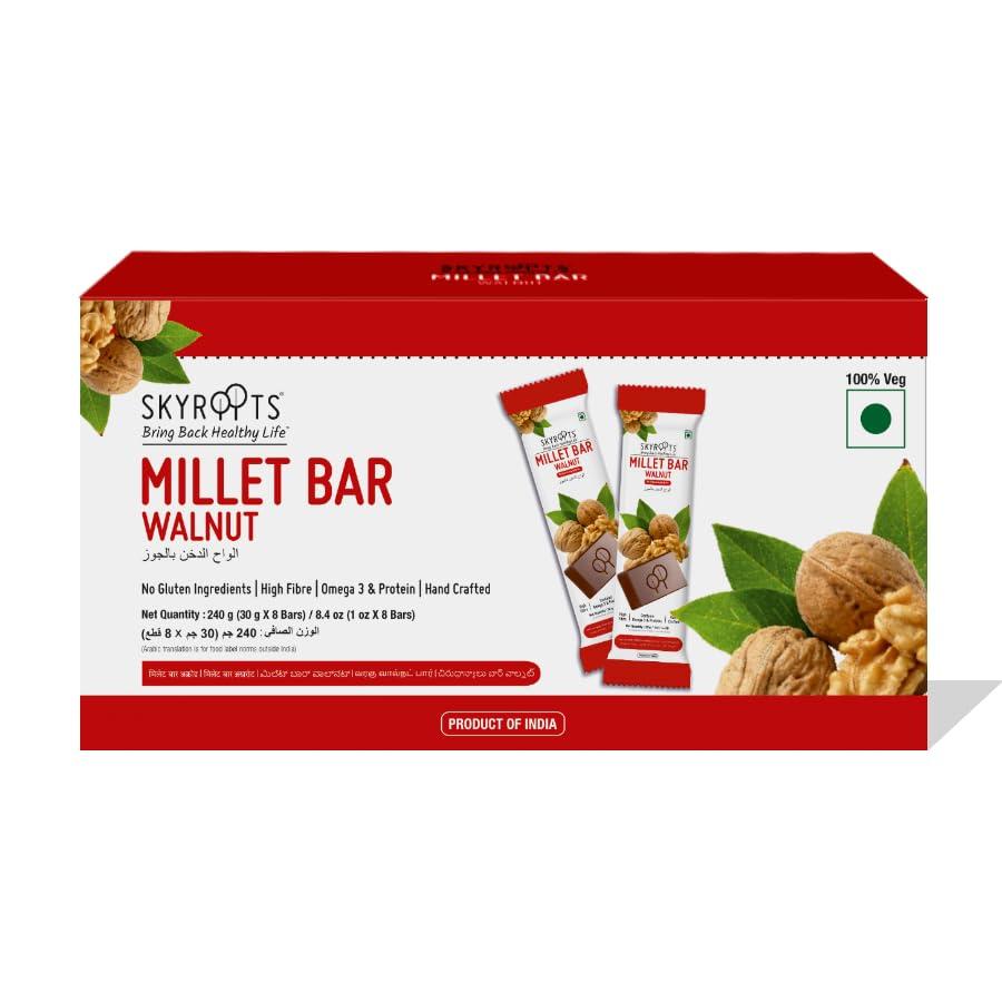 SKYROOTS Skyroots Walnut Millet Bar 240gms Millet Bars (Walnut & Canberry)