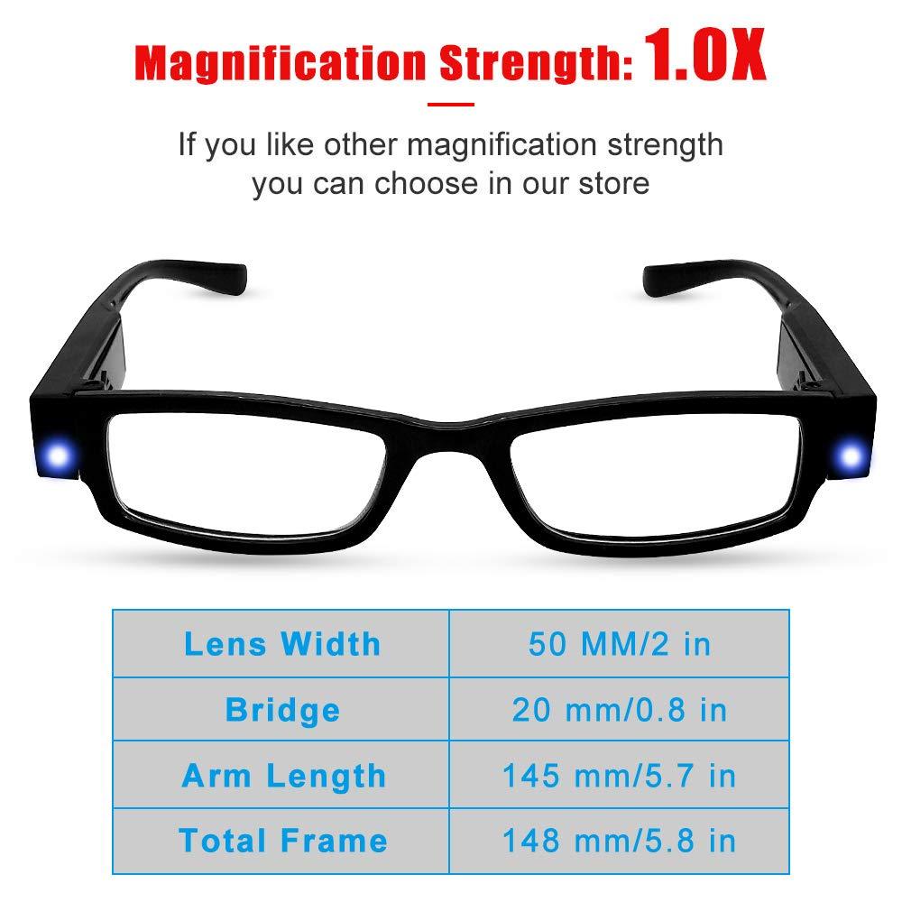 DuanMei Reading Glasses Led Readers with Lights Lighted Magnifier Eye Glasses,+400