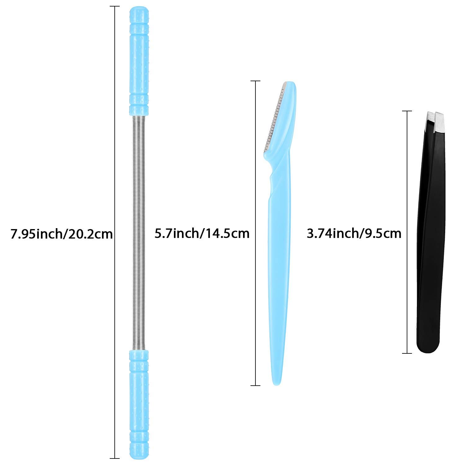 Hicarer 14 Pieces Facial Hair Remover Set Spring Epilator Hair Removal Springs Eyebrow Razors Beveled Tweezers Removes Hairs Women Face Threading Tool
