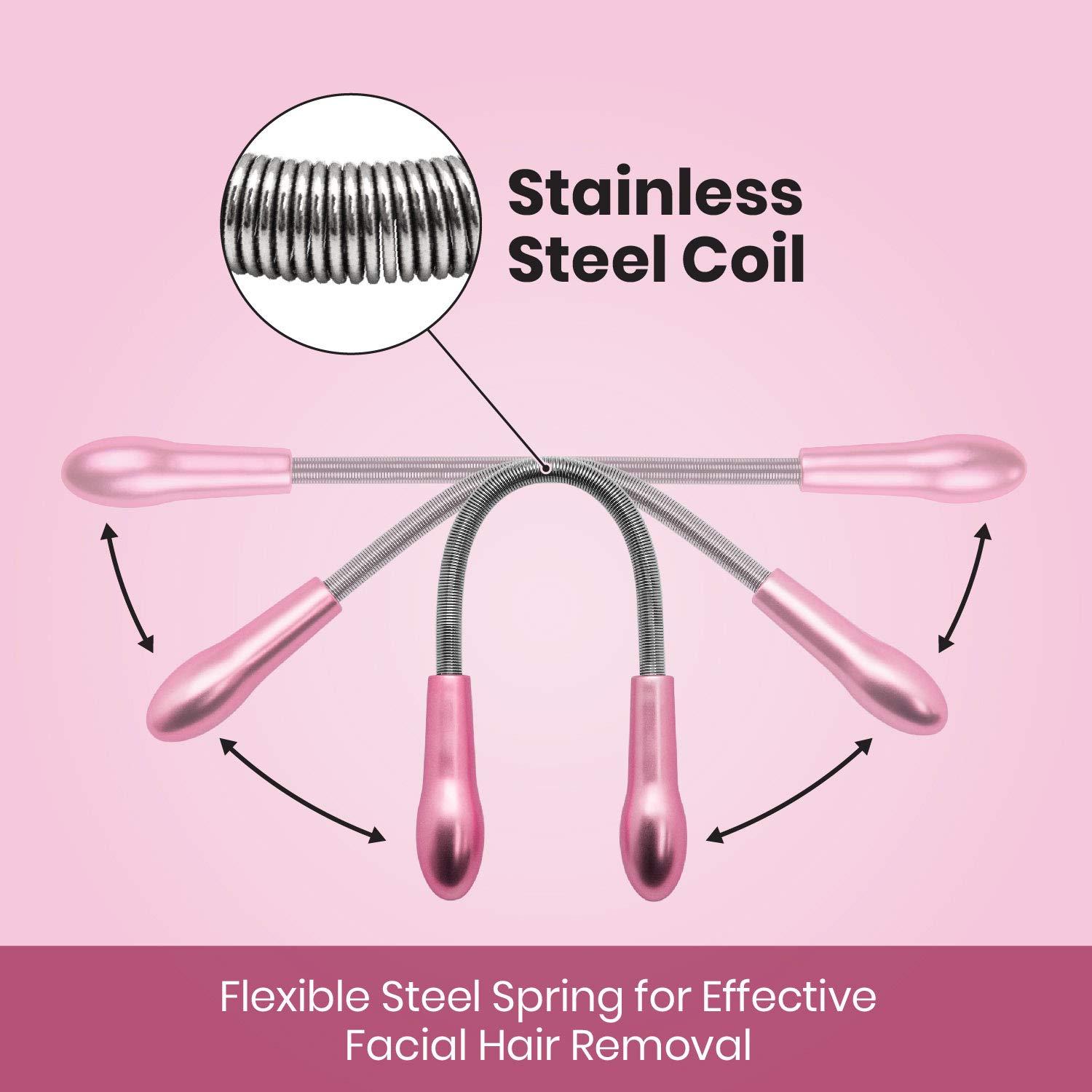 Lindo Lindo Twist-N-Roll Tweezer - Spring Facial Hair Removal Tool, Natural Threading, Stainless Steel, Remove Unwanted Hair on Upper Lip, Chin, Cheek, and Neck (2 Pack)