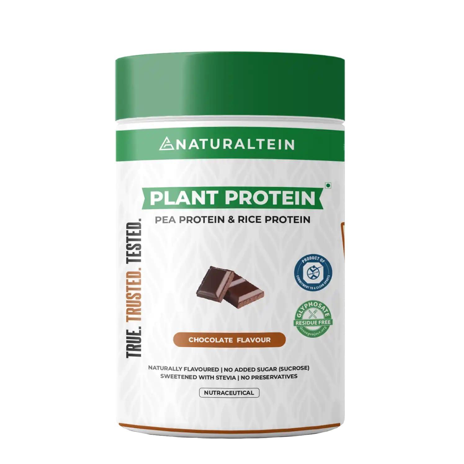 NATURALTEIN NATURALTEIN – Vegan Plant (Rice & Pea) Based Protein Powder – Chocolate Flavour – 500g (21 G Protein, Naturally Flavoured, Gluten Free)