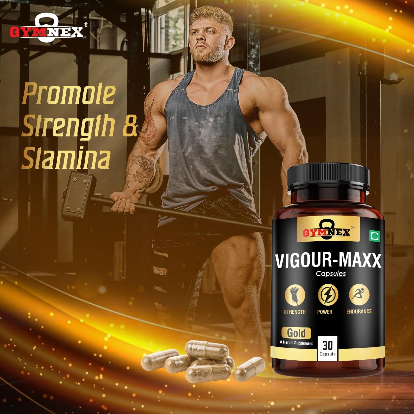 GYMNEX GYMNEX Vigour maxx Shilajit/Shilajeet Gold Capsules Helps To Boost Performance, Power, & Endurance With- Ashwagandha, Safed Musli, Shatavari | Himalayan Shilajit