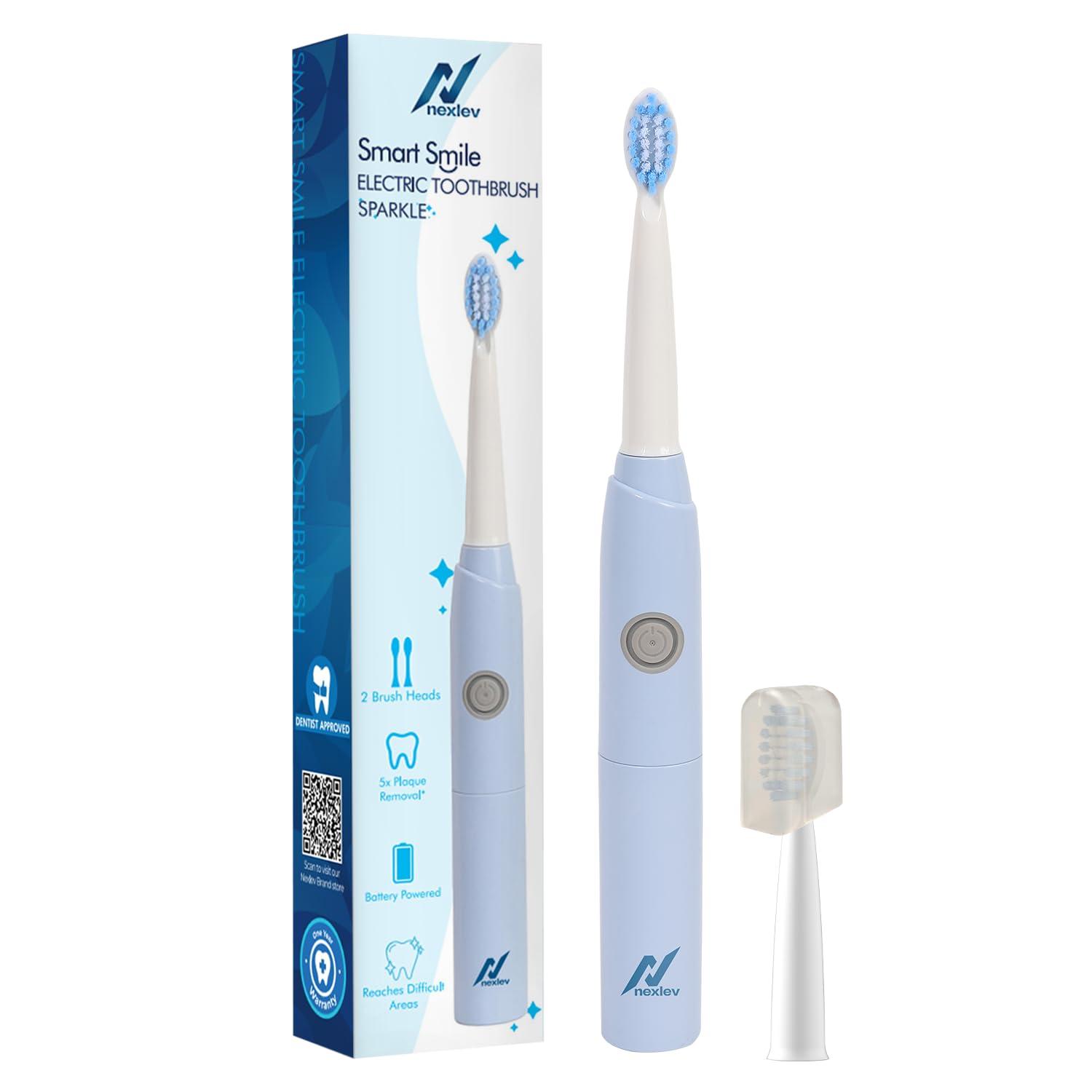 nexlev Nexlev Sonic Electric Toothbrush| Powerful Sonic technology|Super soft DuPont Bristles| 2 Replaceable Brush Heads with Cover| IPX7 Waterproof| AA Battery|for Adults|Gentle Oral Care|Smart Smile ET-03