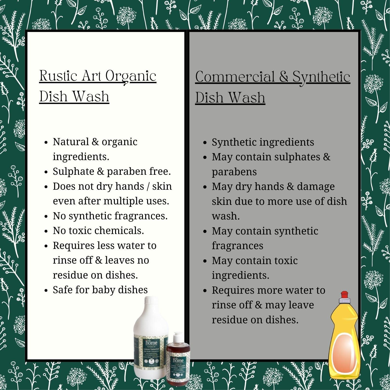 Rustic Art Rustic Home Lemon Tamarind Dish Wash Concentrate with Soapnut & Neem | Converts to 3 litres liquid | Natural & Toxin free |(300g (Pack of 1))