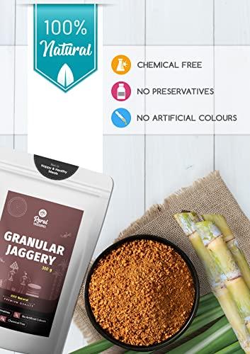 Rural Treasures Granular Jaggery | Sugarcane Jaggery | Sharkara Bellam, Nattu Sakkarai Granules Jaggery | Traditionally made | Pure, Natural, Preservative Free | 300g Pouch