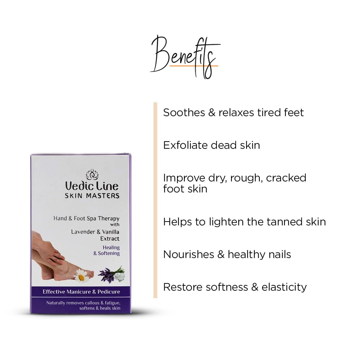 VEDICLINE Vedic Line Hand & Foot Spa Therapy Cream With Lavender & Vanilla Extract Repair Cracked & Dry Heels, Cuticles Smooth Skin, Monodose Kit, 92Ml