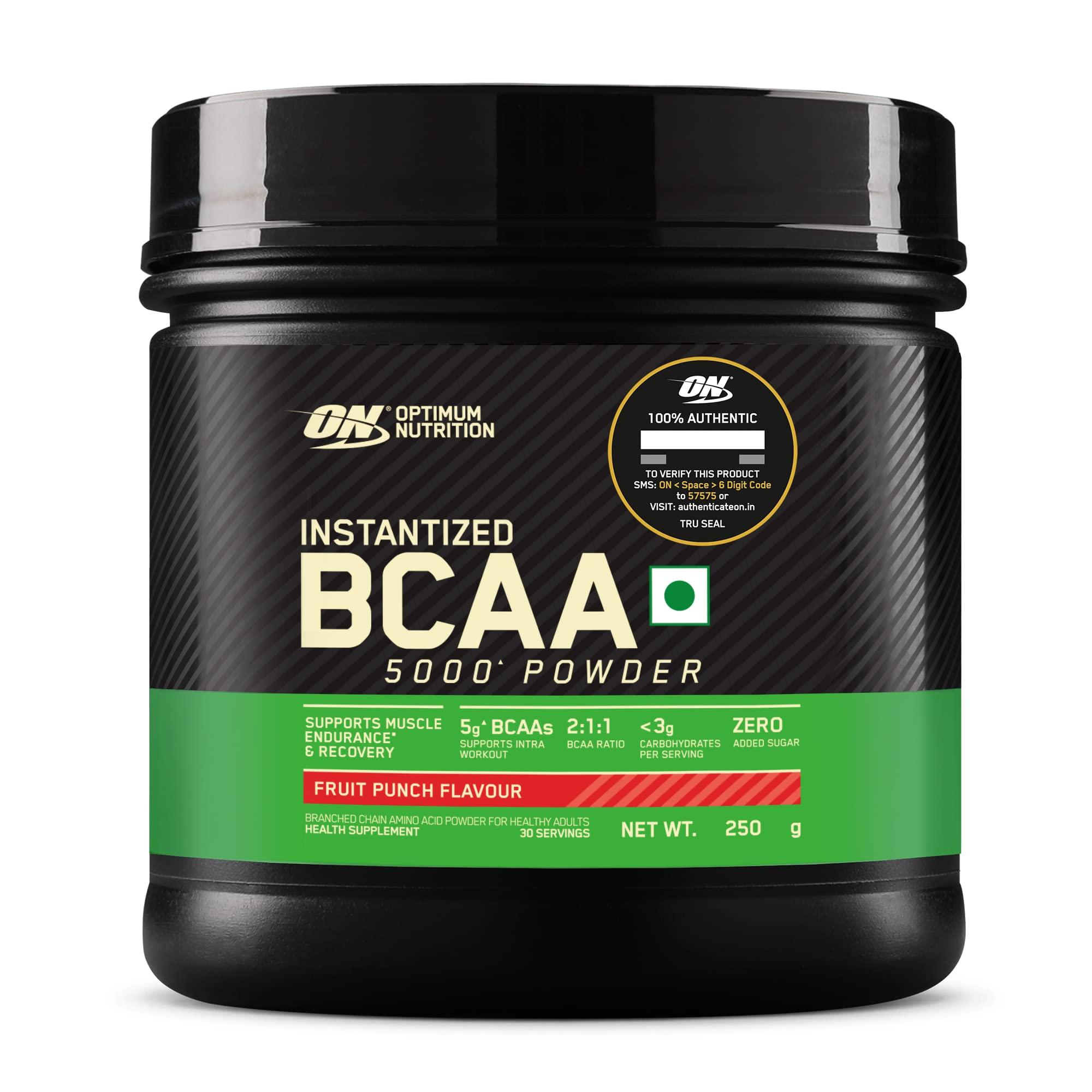 OPTIMUM NUTRITION OPTIMUM NUTRITION (ON) Serious Mass Gainer powder (Veg) - Pack of 1 kg (Chocolate) & Optimum Nutrition BCAA, 5g BCAAs in 2:1:1 Ratio, 30 servings (250gm, Fruit Punch) COMBO