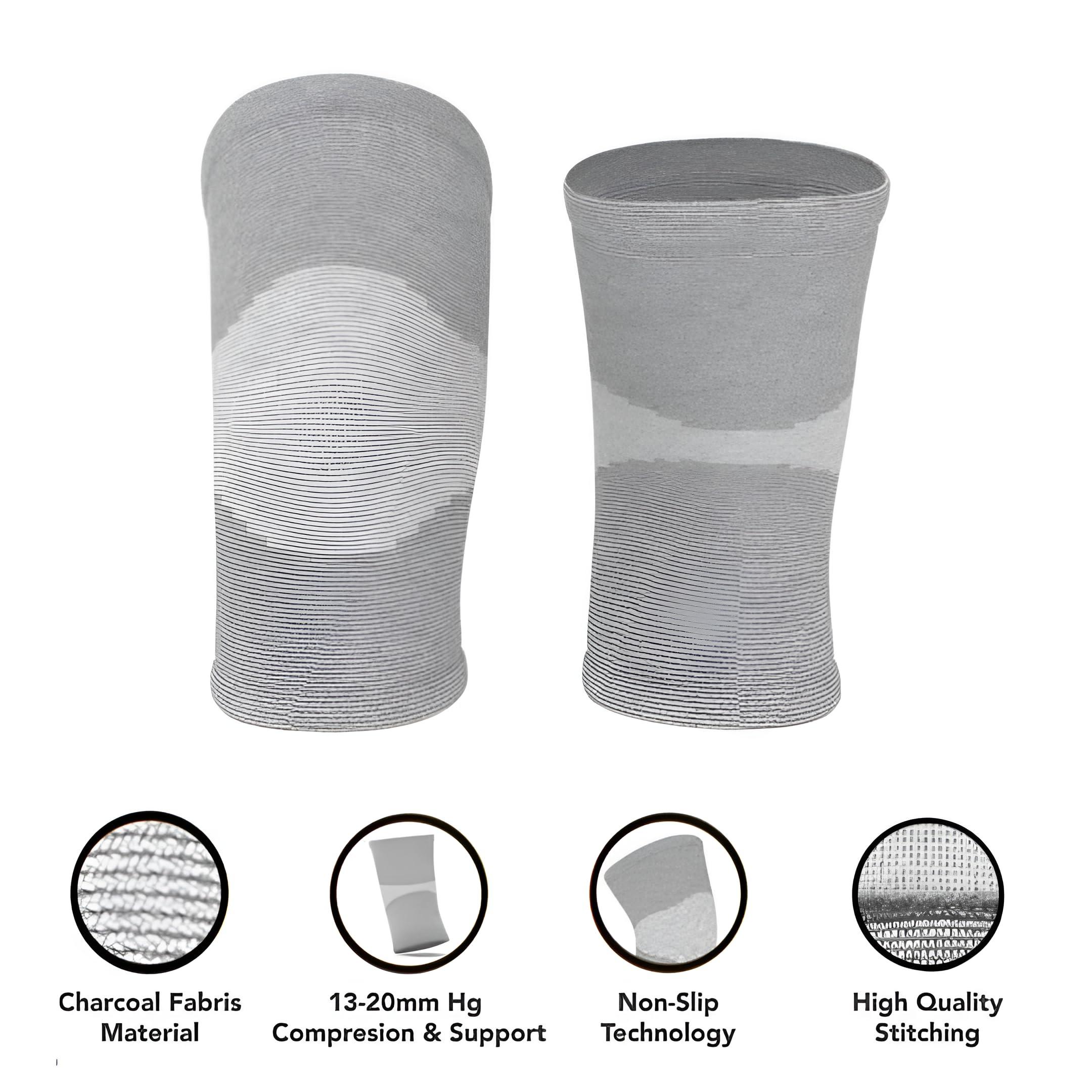 Generic Esenki Orthopedic Pain Relief Bamboo Yarn Knee Support Cap Brace/Sleeves Pair For Sports, Pain Relief, Exercise,Cycling,Knee Cap Guard Brace Knee Support For Men & Women-Medium (Pack Of 1 Pair, Grey)