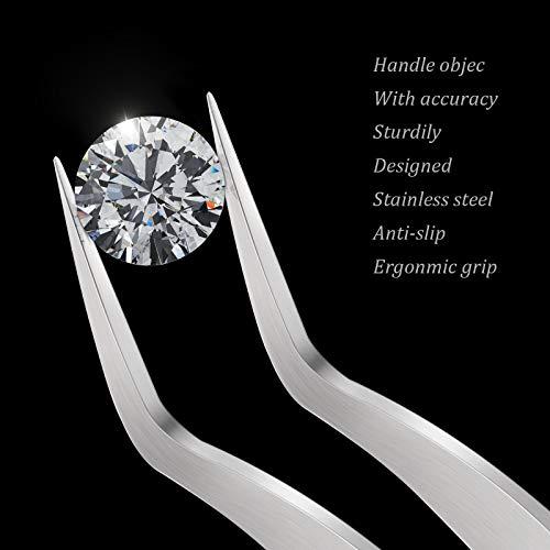 Honoson 3 Pieces Craft Tweezers Stainless Steel Tweezers Soft-Grip Precision Tweezers Crossing Lock Curved Tweezers Pointed Tip Tweezers for Eyelash Extensions Nail Salon Beading Jewelry Tool