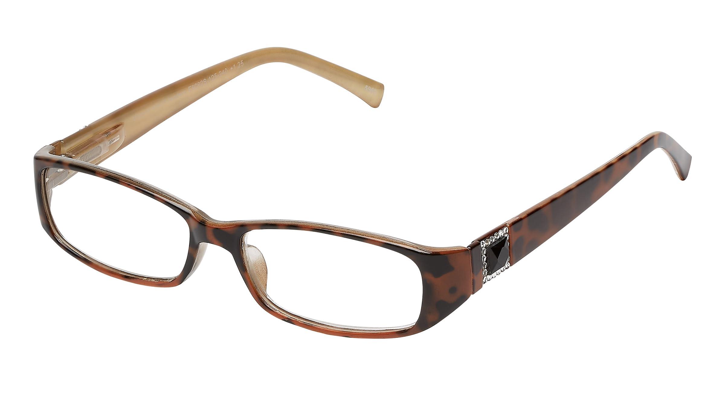 Select-A-Vision SAV Eyewear (Select-A-Vision) Victoria Klein Crystals Fashion Rectangular Reading Glasses 9092S Demi, 3.00