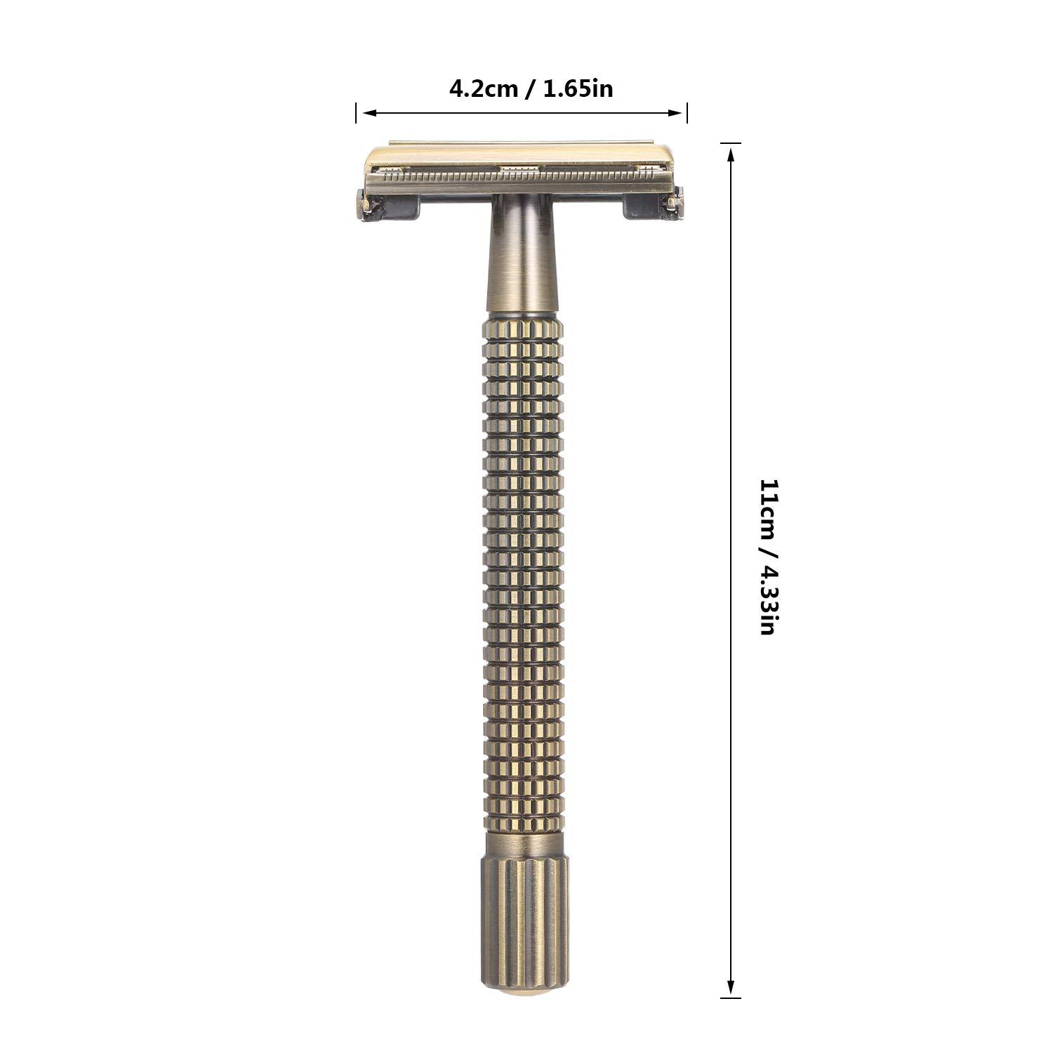 Layfuz Metal Double-Edged Shaving Razor Safety Beard Razor Manual Mustache Removal Traditional Shaving Tool for Hotel Home Travel