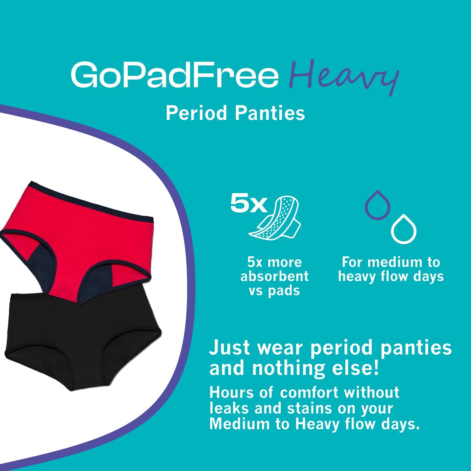 HEALTHFAB ; The Fabulous You HEALTHFAB ; The Fabulous You Cotton Blend Gopadfree Heavy Period Panty Hipster Leak Proof Underwear for Medium to Heavy Flow,Reusable for 2 Years Without Pads (Black,S),Pack of 1,Women