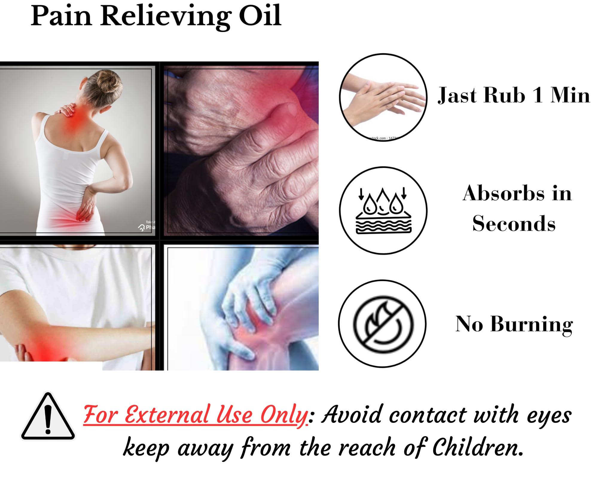 Black Arrow Ayurvedic massage Pain Calm Oil for knee,Joint, & Back pain oil, Free Olive Oil - 50ml + 50ml = 100ml