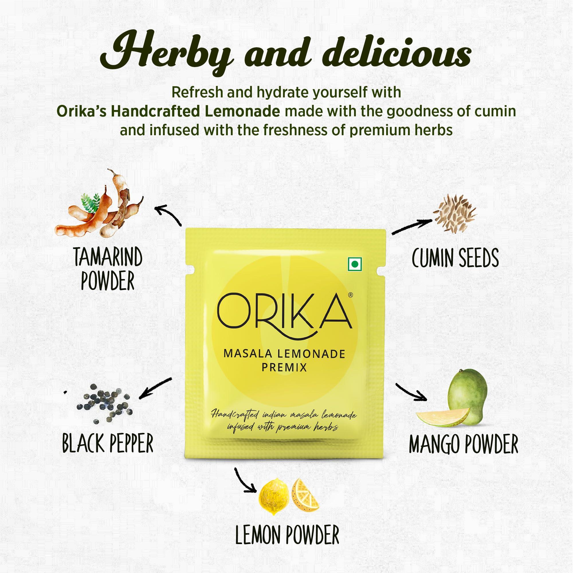 Orika Orika Masala Lemonade Premix | 380g (20 Sachets) | Infused With Premium Herbs | Handcrafted Instant Drink Premix | Refreshing Summer Drink
