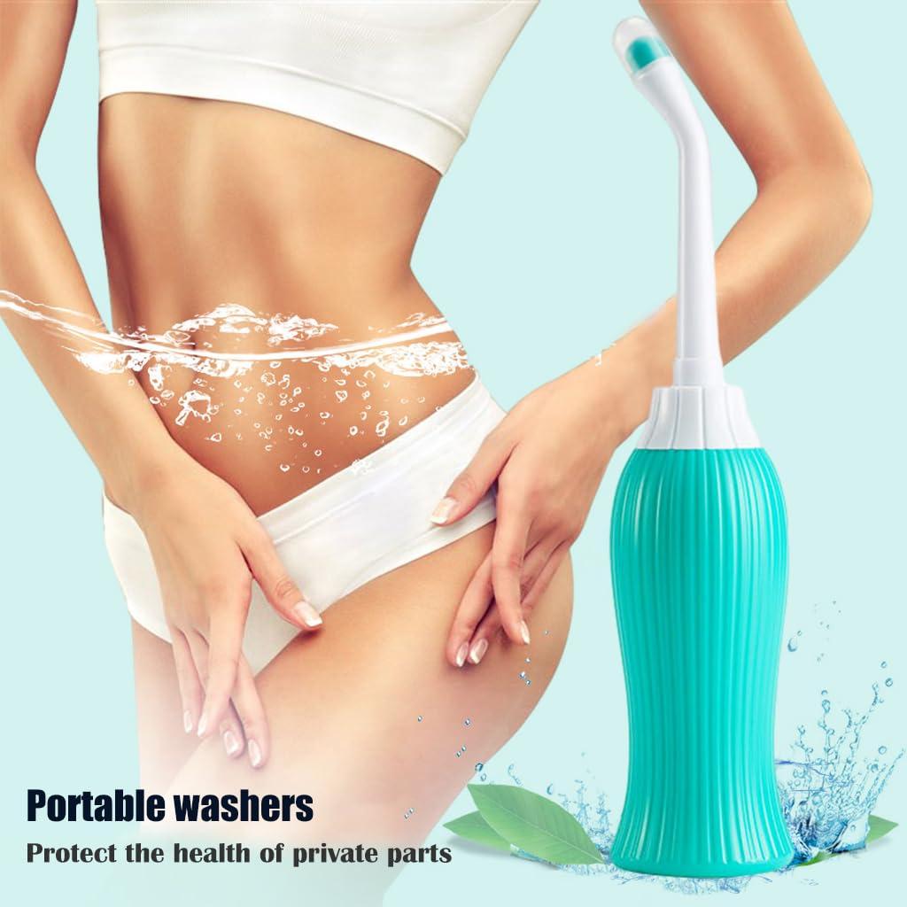 Hannea HANNEA 450ml Portable Retractable Travel Bidet with Bag/2 Nozzles for Toilet Handheld Postpartum Perineal Cleansing Childbirth Cleaner - for Outdoor,Camping,Personal Hygiene (Green)