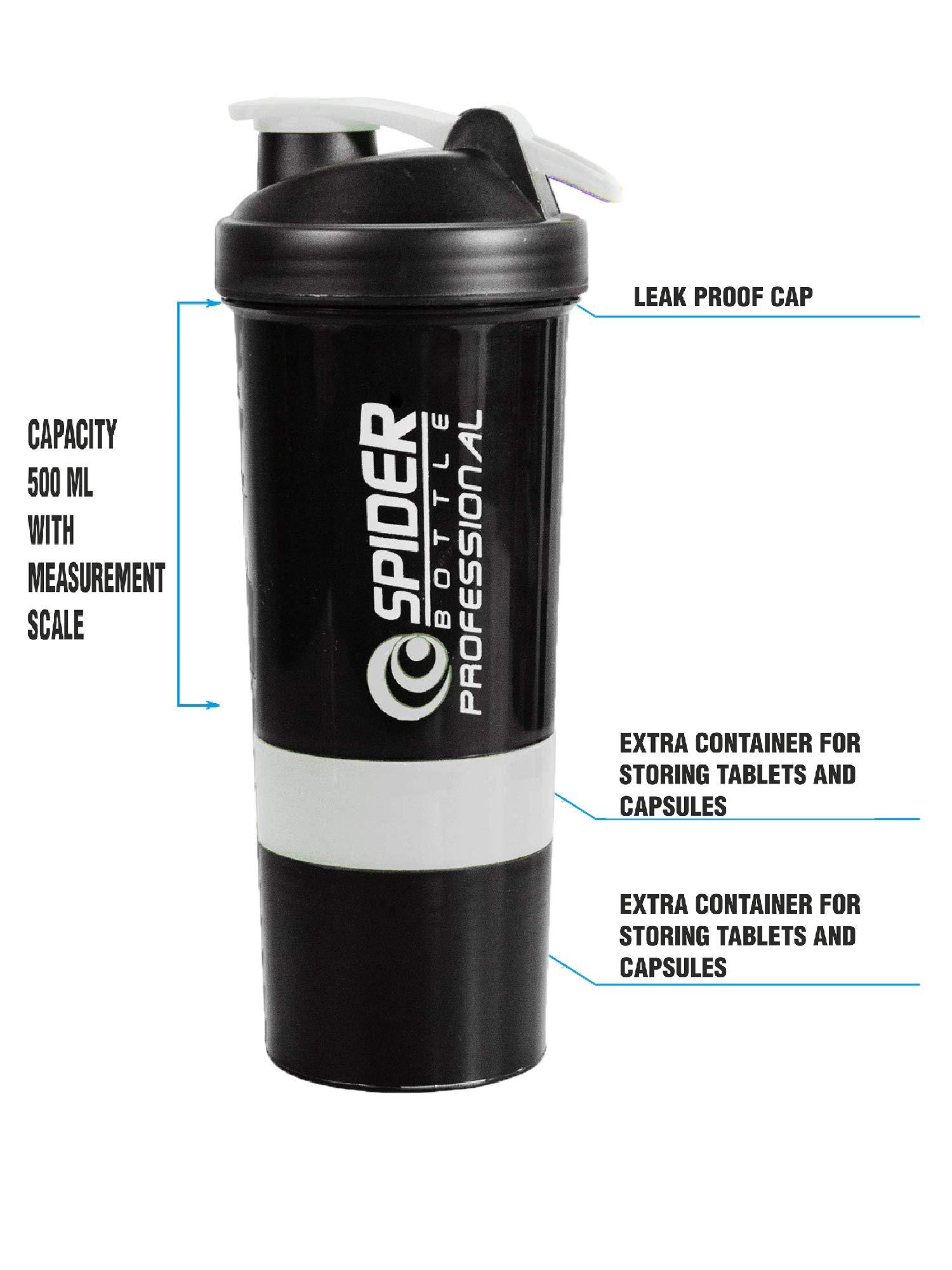 COOL INDIANS Shaker Bottle Protein Gym Shaker Bottle |Leak-Proof Shaker Blender with 2 Extra Compartment, for Protein, PRE Workout| Sipper Bottle| Shaker Bottle | BPA Free|Multicolor |White|Pack of 2