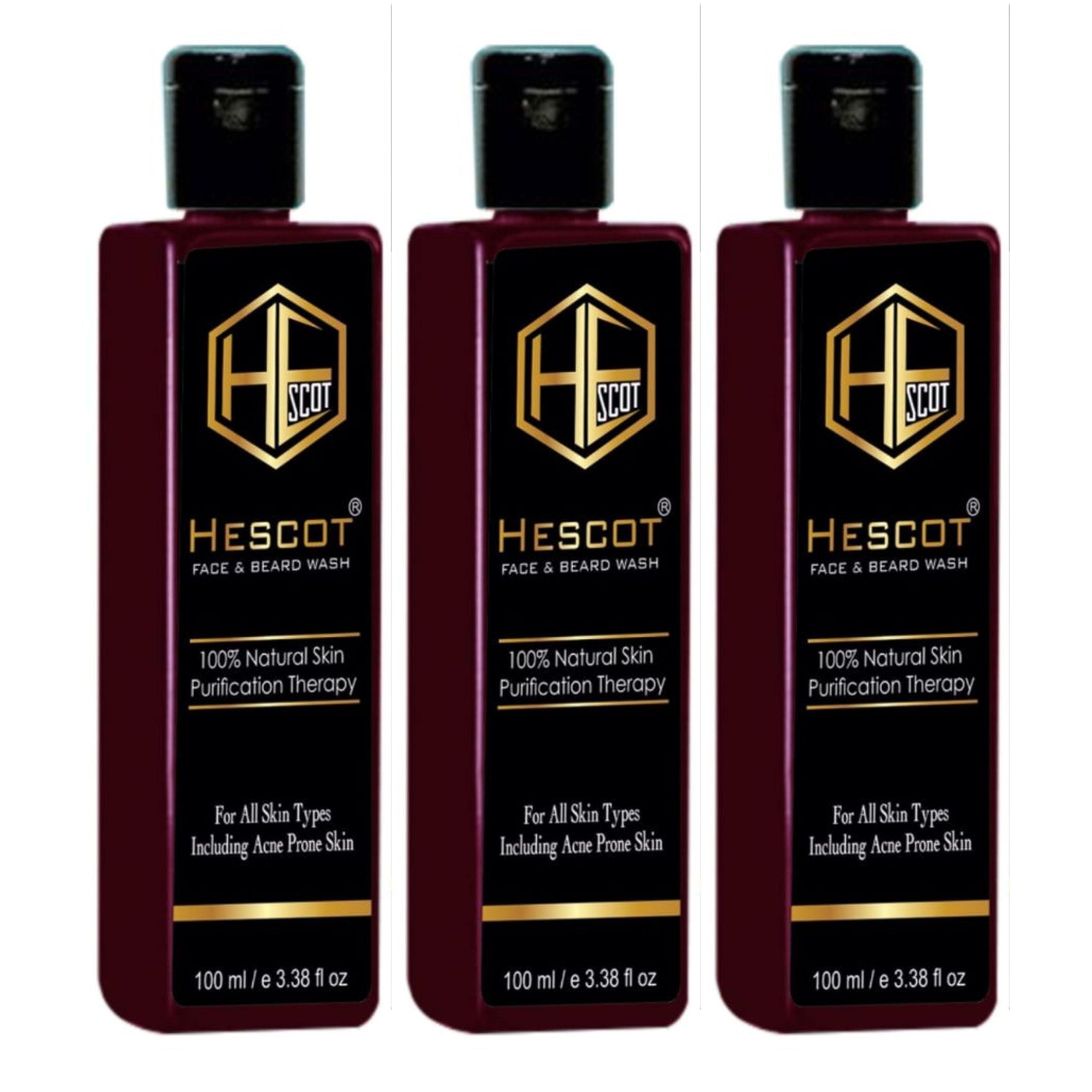 Scotbeauty Scotbeauty Hescot Face & Beard Wash For Men, Deep Cleansing Activated Charcoal Face & Beard Wash, Fights Pollution & Acne, Removes Dirt, Oil Control - 100 ml Pack of 4