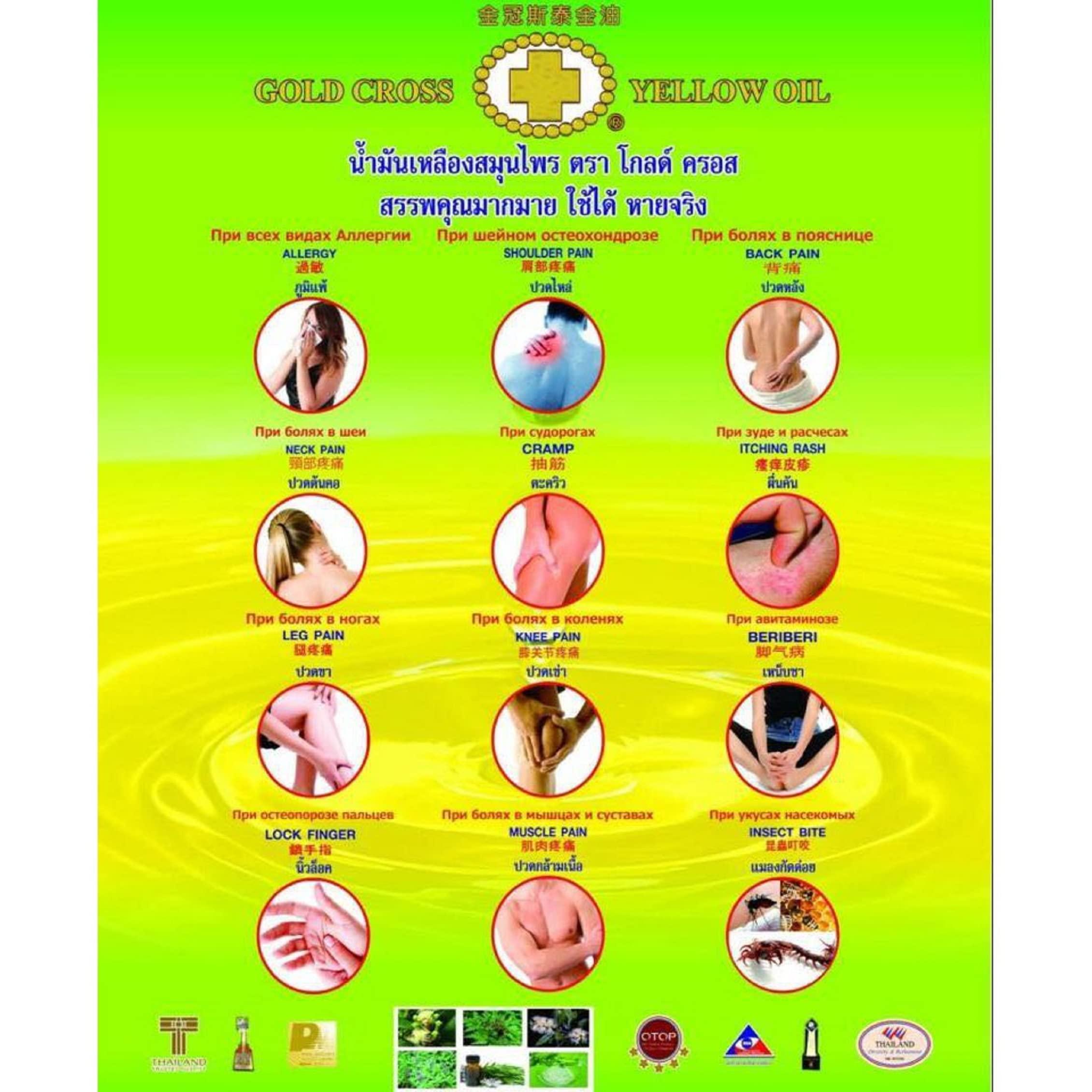 HANI PO HANI PO Gold Cross Thai Herbal Yellow Oil,24ml -+ Black peppermin inhaler Pack of 1 - thailand productPain relief balm | Oil for elder women | Men Pain relief balm for adult | Pain relief oil for women | Mens | Pain relief balm for girls | boys - Imp